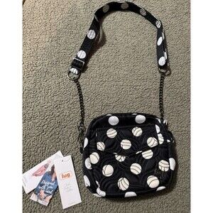 lug swivel convertible crossbody Black White Polka Dot Purse